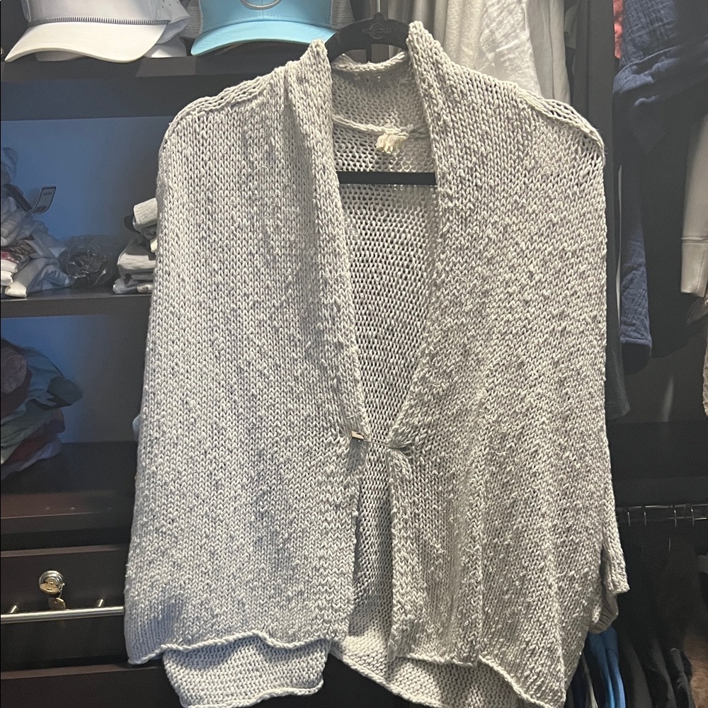 Eileen Fisher Light Gray Knit Poncho